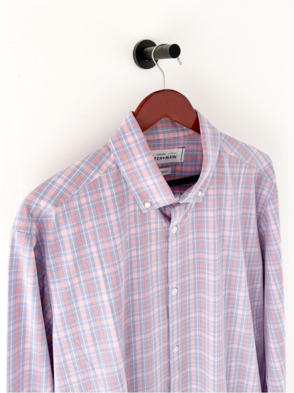 New Mizzen + Main Trim Leeward  Button Down Shirt Plaid Light XXL White Men's - Picture 10 of 12